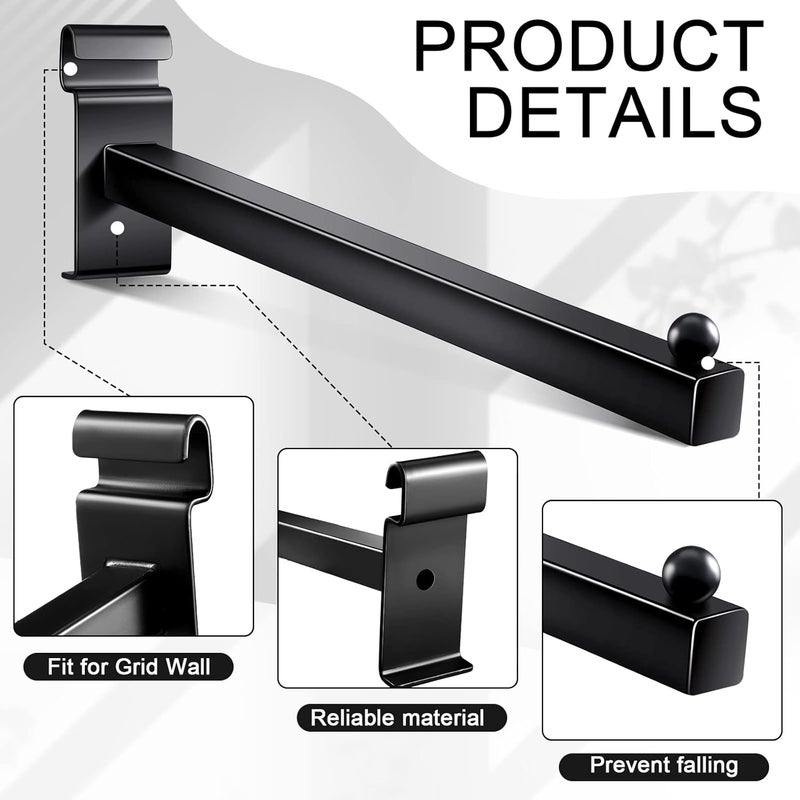 Oudain Gridwall Hooks 12 Inch Grid Wall Hangers Display Peg Hooks Slat Wall Accessories for Wire Panels Shelf(Black,20 Pcs) - Image 3